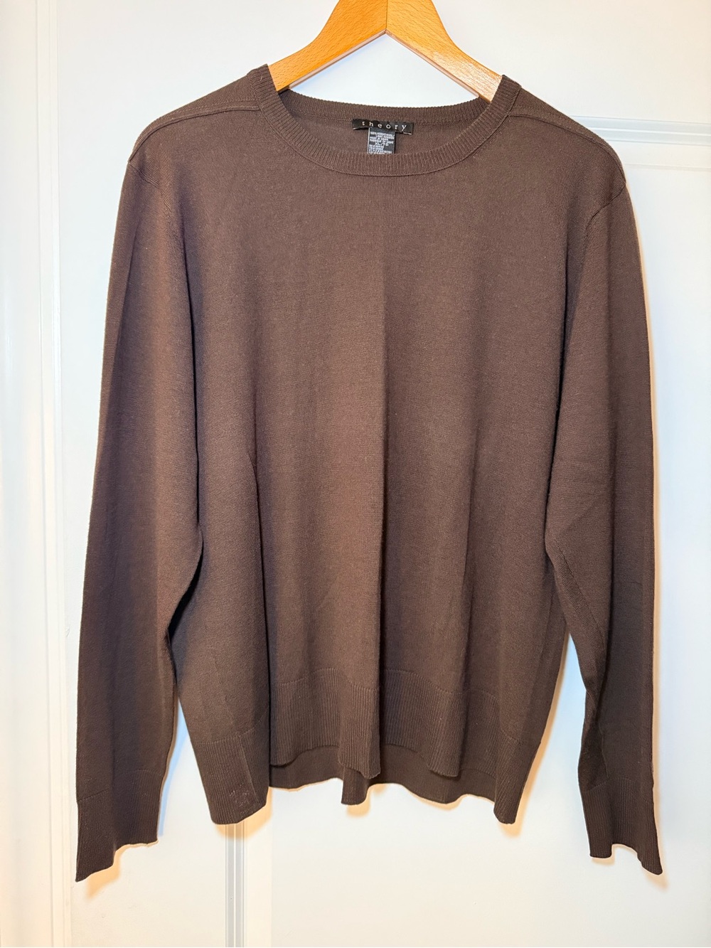Brown Crewneck Sweater - Men's XL Merino Wool by Theory